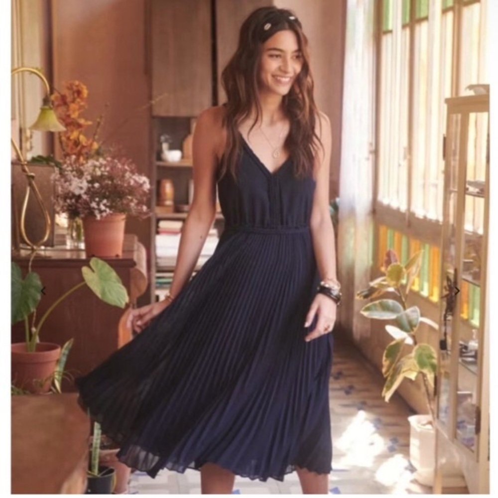 Sezane Navy Pia Dress